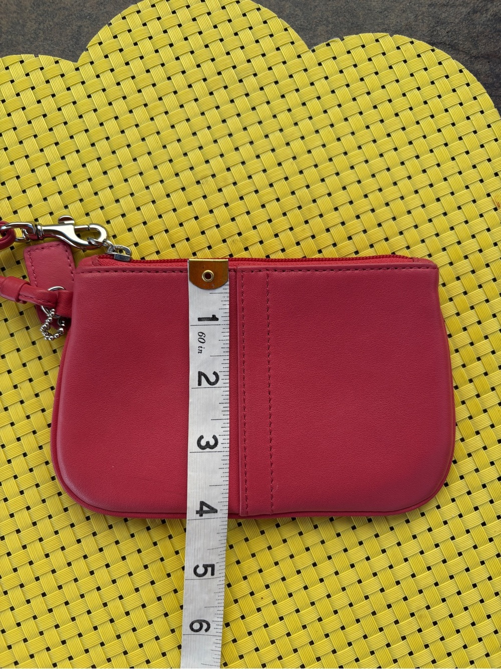 Coach Smooth Pink/Coral Leather Wristlet - Picture 6 of 8